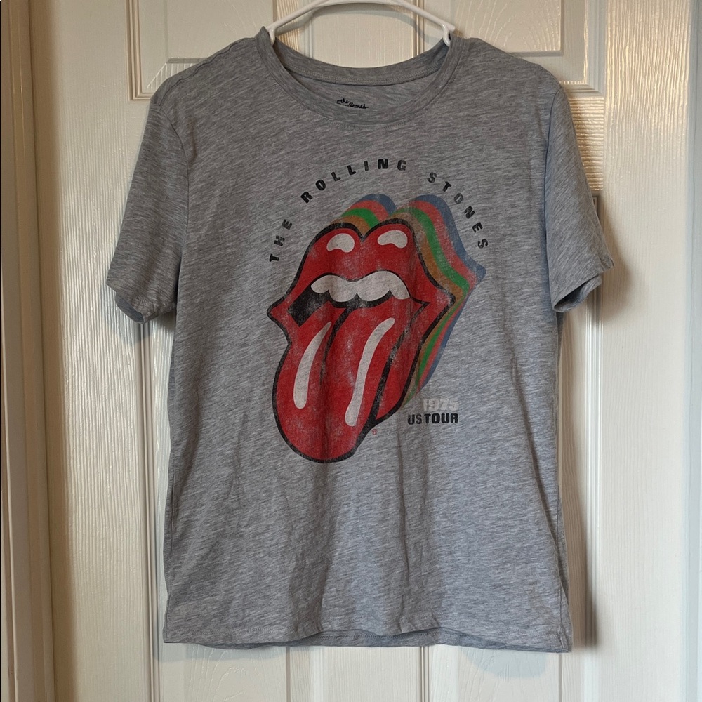 the Rolling Stones Kids Heather Gray Tee with Red & Rainbow Tongue Graphic